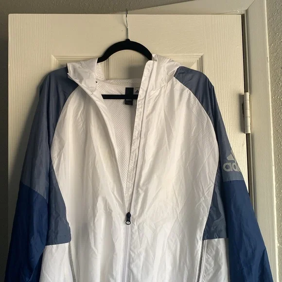ADIDAS wind breaker, blue color blocking Zip-up size L - Picture 2 of 4